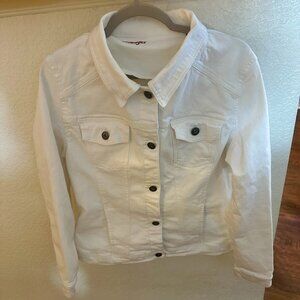 Wrangler White Women's Stretch Denim Jacket XL 6 Total Pockets Button Closure